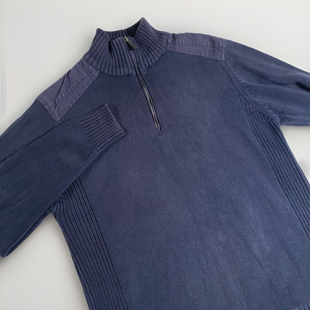 Oscar‎ De La Renta Navy Blue Quarter Zip Sweater Size Medium